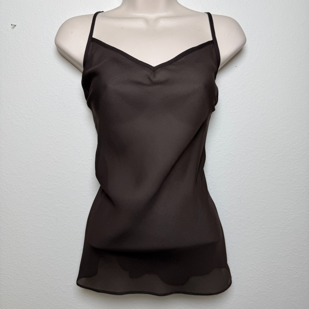 Women Chocolate Brown Sheer Cami Top‎ Medium V-Neck Forest Fairy Goblincore